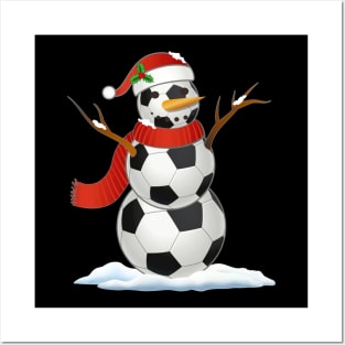 Soccer Santa Hat Snowman Christmas Lights Funny Xmas Squad Posters and Art